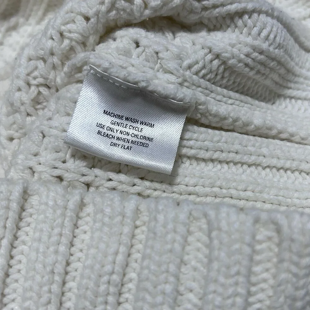 Route 66 Chunky Knit Shawl Collar Full Zip Ivory Cardigan With Pockets Women’s L - Picture 8 of 16